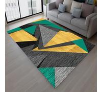 Strloepr Tapis Salon Chambre Canapé Convertible Salle a Manger Decoration Maison,Motif géométrique Moderne Vert, Jaune, Gris, Noir, 180 x 200 cm