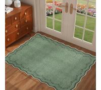Strloepr Tapis Salon Chambre Commode Salle a Manger Cuisine Décoration Maison,Vert Floral, Beige, 155 x 215 cm