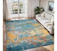 Strloepr Tapis Salon Chambre Cuisine Decoratif Maison Meuble Fauteuil de Bureau,Abstrait Bleu Jaune Orange Gris Blanc, 120 x 160 cm