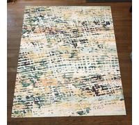 Strloepr Tapis Salon Chambre Cuisine Decoratif Maison Meuble Fauteuil de Bureau,Motif Abstrait Moderne Beige, Vert, Jaune, Noir, Orange, 120 x 160 cm