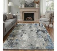 Strloepr Tapis Salon Chambre Cuisine Décoration Maison,Dessous antidérapant, Lavable,Abstrait Moderne Gris, Bleu, Noir, Blanc, 110 x 160 cm