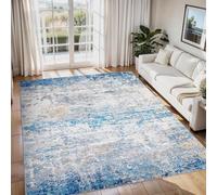Strloepr Tapis Salon Chambre Cuisine Décoration Maison,Dessous antidérapant, Lavable,Abstrait Moderne Bleu, Gris, Beige, 110 x 160 cm