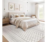Strloepr Tapis Salon Chambre Cuisine Décoration Maison,Dessous antidérapant, Lavable, géométrique Moderne Gris et Beige, 110 x 160 cm