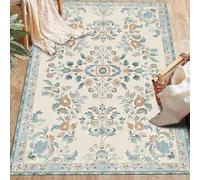 Strloepr Tapis Salon Chambre Salle a Manger Decoration Maison Interieur,Motif Floral Oriental Beige, Bleu, Vert, Orange, Rose, 200 x 230 cm