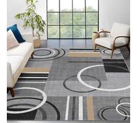 Strloepr Tapis Salon Table Basse Deco Coiffeuse Chambre Ado Fille Clean Girl,Motif géométrique Moderne Gris, Noir, Blanc, Taupe, 120 x 185 cm