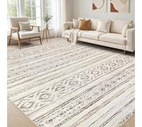 Strloepr Tapis Salon Table Basse Deco Coiffeuse Chambre Ado Fille Clean Girl,Motif géométrique Moderne Beige, Marron, Blanc, 120 x 185 cm