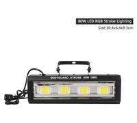 Stroboscope LED - Projecteur de scène DMX - 80 W, RGB et blanc froid - 7 canaux DMX - Contrôle audio - Idéal pour les DJ, les discothèques et les fêtes - Prise européenne