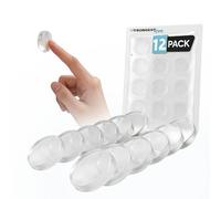 Strongest Home Butee de Porte Murale 20 mm (Lot de 12) - Butoir Porte Adhesif en Caoutchouc Transparent - Tampon Porte Rond - Protege Poignee de Porte - Autocollants Robuste mais Facile à Décoller