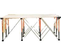 Structure de banc de travail, châssis en acier robuste, dimensions 186,5 x 126,1 cm, supporte une charge allant jusqu'à 2041 kg, design pliable, inclut une sacoche de rangement