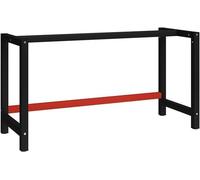 Structure de banc de travail, en métal. Banc de travail métallique, dimensions 150 x 57 x 79 cm, couleur noire et rouge, avec pieds revêtus de poudre et trous pré-percés, idéal pour l'atelier et le ga