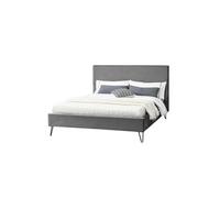 Concept Usine Lit Riverside 140 x 190 cm en velours gris et noir