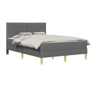 Structure de lit 140 x 190 cm gris foncé avec sommier et matelas en mousse | Contreplaqué résistant, pieds en plastique tournés, base fixe, nettoyage facile, utilisation quotidienne