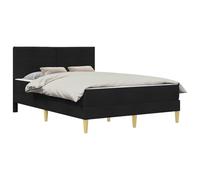 Structure de lit 160 x 200 cm avec matelas en mousse et sommier fixe, noir | Contreplaqué résistant, pieds en plastique tournés, sommier ventilé, nettoyage avec chiffon humide, usage quotidien