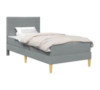 Structure de lit 90 x 200 cm gris avec matelas en mousse et sommier fixe | Contreplaqué léger, pieds en plastique stables, nettoyage facile, flux d'air sous sommier, design rectangulaire moderne