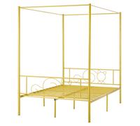 Structure de lit à baldaquin en métal SucceBuy (format double) avec tête de lit sobre, structure en acier robuste et design à baldaquin, espace de rangement sous le lit, sommier non nécessaire, couleu