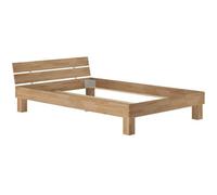 Structure de lit adulte moderne en hêtre massif naturel 140x200 sans sommier ni matelas 60.86-14oR