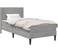 Structure de lit avec matelas, couleur gris clair, dimensions 90 x 190 cm
