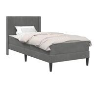 Structure de lit avec matelas gris foncé 90 x 200 cm | Matelas Velours Ressorts Ensachés Tête de Lit Contreplaqué Sommier Fixe Style Moderne Chambre Contemporaine