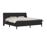 Structure de lit avec matelas noir 200 x 200 cm velours | Sommier à lattes fixes, matelas en mousse adaptable, pieds en plastique stables, tissu velours durable, entretien