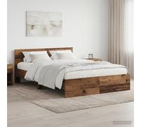 Structure de lit avec tête de lit en bois d'ingénierie 140 x 200 cm Bois co | Lattes fixes, pieds surélevés, circulation de l'air, montage avec tournevis, matelas non inclus