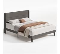 Structure de Lit - Bealife - 180 x 200 cm - Lit Rembourré - Lattes en Bois de Sapin - 2 Places - Rangement 20 cm H - Gris