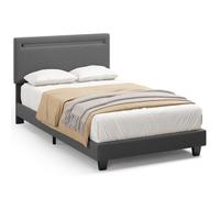 Structure de Lit - Bealife - 90 x 200 cm - Lit Rembourré - Lattes en Bois - LED Réglable - Lit Simple - Gris Foncé
