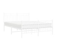 Structure de lit double - 2 Personnes - vidaXL - acier - blanc - 140x190 cm - avec pied de lit - en métal xwv77p9218082