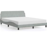 Structure de lit Dover en velours gris clair, dimensions 152x203 cm