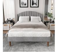 Structure de lit Eco - friendly Material durable 160 * 200 lit rembourré avec cadre à lattes et tête de lit, lit pour adolescents,