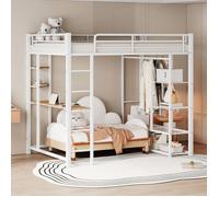 Structure de lit Eco - friendly Material durable lit mezzanine en métal avec échelle 140 * 200cm, lit d'enfant lit double avec