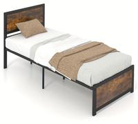 Structure de lit - Lit de style industriel - Lit en métal - Lit simple - Lit pour adolescents - 90x200 cm - Tête de lit haute