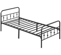 Structure de lit - Lit en métal - Pour matelas 90 x 200 cm - Pliable - Avec espace de rangement - Avec dossier - Sommier à lattes - Noir