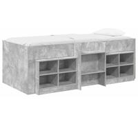 Structure de lit mezzanine avec armoire et étagère, 3 pièces, gris béton