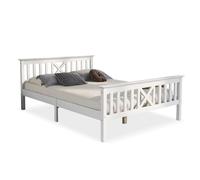 Structure de lit Nouveau épaissi lit en bois design moderne lit double en cadre de lit et cadre à lattes lit en bois avec tête de