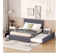 Structure de lit Nouveau Premium sense lit plateforme 140 x 200 avec lit gigogne pour deux personnes et deux tiroirs gris