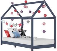 Structure de lit pour enfant, lit pour enfant et adolescent, lit cabane pour enfant. Beau lit pour enfant en bois, couleur gris, en bois massif de pin, dimensions 90 x 200 cm