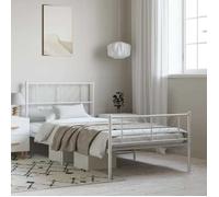 Structure de lit simple - 1 Personne - vidaXL - acier - blanc - 100x190 cm - avec pied de lit - en métal luo79r9391534