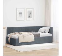 Structure de lit Vidaxl Cadre de lit d'angle Gris foncé 90 cm x 190 cm Velours