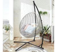 Structure pour fauteuil suspendu d'extérieur. Structure métallique pour fauteuil suspendu, supportant jusqu'à 150 kg. Dimensions (L x l x H) : 120 x 120 x 210 cm. Convient pour jardin, terrasse, et co