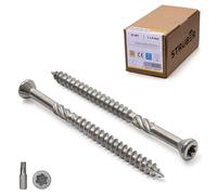 STRÜBER Vis pour terrasse à tête fraisée décorative et empreinte Torx (4,0 x 60 mm / 200 Stk. / TX-15) en acier inoxydable trempé C2 - Vis pour l'extérieur - embout TX inclus