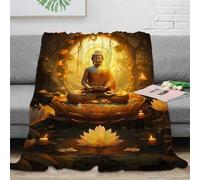 Strunt Bouddha Couverture Polaire en Flanelle Douce Et Confortable Couverture Imprimée en Bouddha 3D pour Adultes Enfants Couverture en Peluche Imprimée pour Lit Et Canapé 50x60inch(127x152cm)