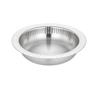 STSFXIF Plat Rond En Acier Inoxydable Multifonction Plat à lade Inox Brossé Élégant Assite Service Bord Cannelé pr Photographie, Argent