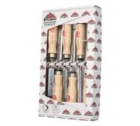 STUBAI 3531 Jeu de ciseaux à bois spéciaux Set de ciseaux à bois avec manche en bois de hêtre blanc, forme suédoise, set de 6 pièces (6, 10, 13, 16, 20, 26 mm), ciseaux à bois pour le travail précis d