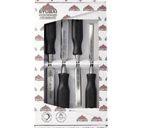 STUBAI Jeu de ciseaux à bois Jeu de ciseaux à bois avec manche en plastique noir et lame extra longue, 4 pièces (12, 16, 20, 24 mm), ciseaux à bois pour le travail du bois Outils pour menuisiers, ébén
