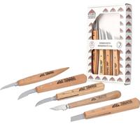 STUBAI Jeu de couteaux à entailler 5 pièces en carton | Couteau à sculpter avec manche en bois, outil de sculpture sur bois pour travaux de sculpture fins, travail du bois, outils de sculpture
