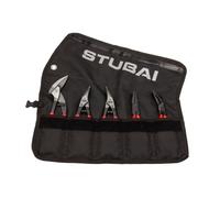 STUBAI Set de mini-pinces | Trousse à roulettes, 5 pièces | PVC - isolé | avec mini-cisaille continue | cisaille à tôle droite & gauche | pince à plier droite & courbée à 45° | Outils de ferblanterie