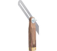 STUBAI Mètre à onglet mobile 200 mm | rail en acier à ressort de haute qualité avec branche en bois de noyer | rapporteur professionnel pour mesures et marquages précis