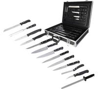 STUBAI Set de couteaux 13 pièces avec mallette à couteaux en aluminium complète avec insert, 2 couteaux à légumes, 3 couteaux de chef, couteau à fileter, couteau d'office, couteau à découper, couteau