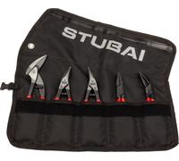 STUBAI Set de mini-pinces | Trousse à roulettes, 5 pièces | PVC - isolé | avec mini-cisaille continue | cisaille à tôle droite & gauche | pince à plier droite & courbée à 45° | Outils de ferblanterie
