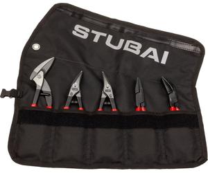 STUBAI Set de mini-pinces | Trousse à roulettes, 5 pièces | PVC - isolé | avec mini-cisaille continue | cisaille à tôle droite & gauche | pince à plier droite & courbée à 45° | Outils de ferblanterie
